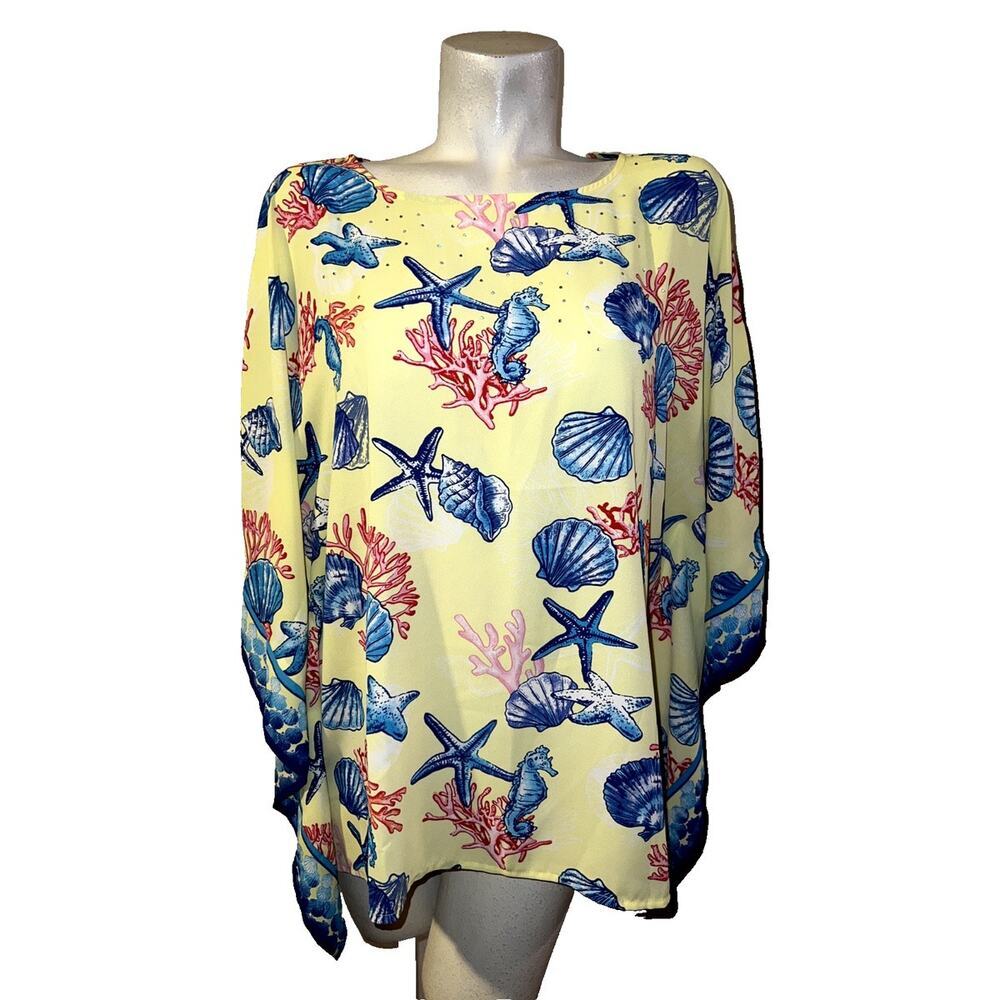 Quicker‎ factory by Jeanne Bice Beachy kaftan blouse 
women’s women M NWOT